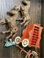 Vintage Reproduction cast iron horse and carriage