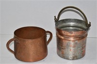 Hammered Double Handle Copper Pot, Metal Bucket