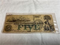 1853 $5 from Boston mass. Bank