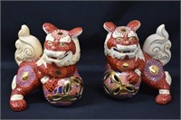 Vtg Pair Chinese Porcelain Shishi Lions Foo Dogs