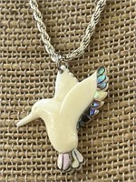 Sterling Silver & Abalone Bird Necklace