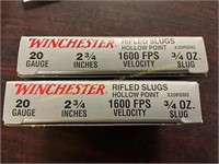 2-Winchester 20ga 2 3/4" Hollow Point