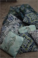 Outdoor Cushions and Pillows. Lot of 14