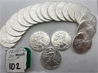 20 2016 American Eagle silver dollars