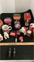 Vintage Coca Cola collectables, tins, coffee cup,