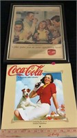 Coca Cola framed picture and 2008 Wall calendar
