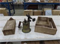 Brass Blow Torch & Wood Boxes