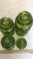 GREEN GLASS CANISTER SET