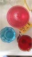 RED & BLUE GLASS DISHES