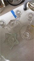 PRESSED GLASS CANDLE STICKS