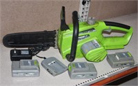 EARTHWISE 20 VOLT CHAINSAW W/ CHARGER 3 BATTERIES