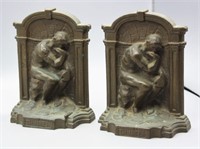 ANTIQUE SOLID BRASS "THE THINKER" BOOK ENDS