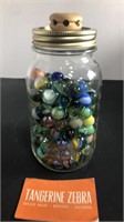 Quart Ball Jar Filled With Marbles