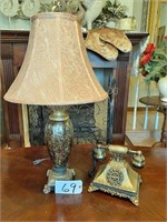 Table Lamp & Ornate Telephone
