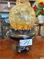 Ornate Glass Ball w Base