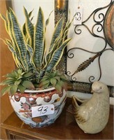 Oriental Planter & Ceramic Dove