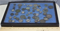 ANTIQUE FLAT METAL BUTTON COLLECTION IN CASE