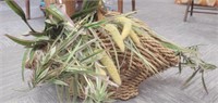 Gathering Basket with Faux Greenery