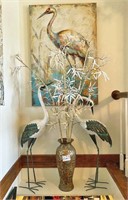 2 Metal Storks, Vase, Picture