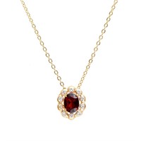 Plated 18KT Yellow Gold 1.28cts Garnet and Diamond