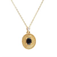 Plated 18KT Yellow Gold 1.52cts Sapphire and Diamo