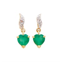 Plated 18KT Yellow Gold 1.42cts Green Agate and Di