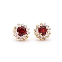 Plated 18KT Yellow Gold 0.65cts Garnet and Diamond
