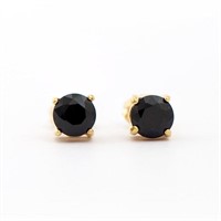 Plated 18KT Yellow Gold 2.15cts Sapphire Earrings