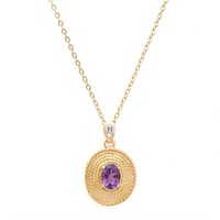 Plated 18KT Yellow Gold 1.04ct Amethyst and Diamon