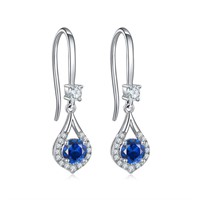 Gorgeous VVS1 Blue Sapphire Lab Created Earrings