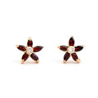 Plated 18KT Yellow Gold 1.03cts Garnet and Diamond