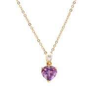 Plated 18KT Yellow Gold 2.12cts Amethyst and Diamo
