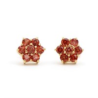 Plated 18KT Yellow Gold 1.31cts Garnet and Diamond