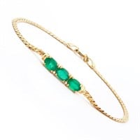Plated 18KT Yellow Gold 2.11cts Green Agate Bracel