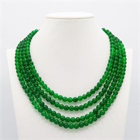 Beautiful 851 Cttw Genuine Jade 4 Strand Necklace