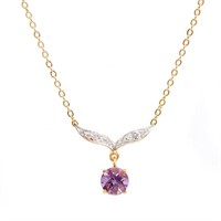 Plated 18KT Yellow Gold 1.04cts Amethyst and Diamo