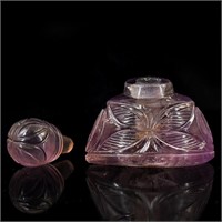 Beautiful Hand Carved Amethyst Perfume Bottle