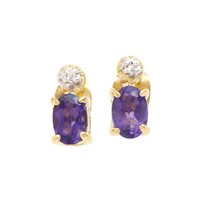 Plated 18KT Yellow Gold 0.75ctw Amethyst and Diamo