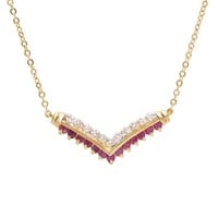 Plated 18KT Yellow Gold 0.61ctw Ruby and Diamond P