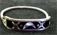 Hand Crafted Sterling Mexico Inlayed Bracelet