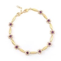 Plated 18KT Yellow Gold 0.82ctw Amethyst and Diamo