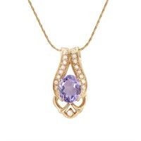 Plated 18KT Yellow Gold 4.00ct Amethyst and White