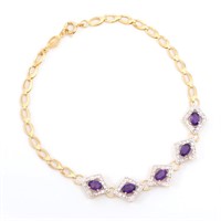 Plated 18KT Yellow Gold 2.05ctw Amethyst and Diamo