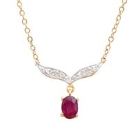 Plated 18KT Yellow Gold 1.00ct Ruby and Diamond Pe