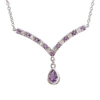 Plated Rhodium 2.65ctw Amethyst and White Topaz Pe