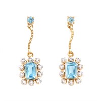 Plated 18KT Yellow Gold 2.06ctw Blue Topaz and Dia