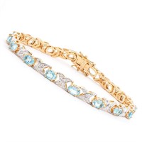 Plated 18KT Yellow Gold 9.00ctw Blue Topaz and Dia