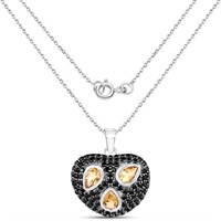 Plated Rhodium 1.11ctw Citrine and Black Spinal Pe
