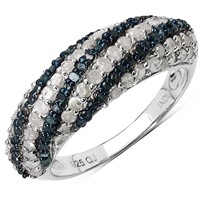 Plated Rhodium 1.25ctw Blue Diamond Ring