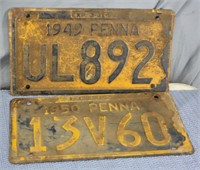 1949 & 1950 PA PENNSYLVANIA LICENSE PLATES